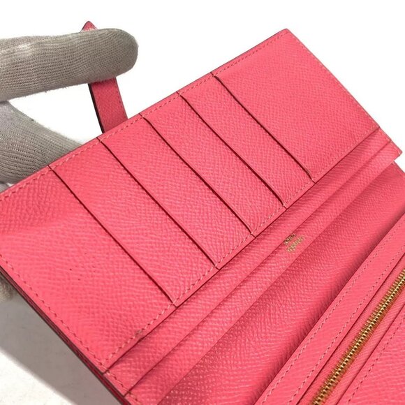 HERMES H logo Bearn Souffle 2-fold Long Wallet Epsom Rose azare pink/GoldHW - Picture 4 of 16